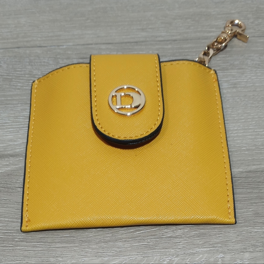 Dune London Yellow Saffiano Leather Card Wallet with Gold Hardware